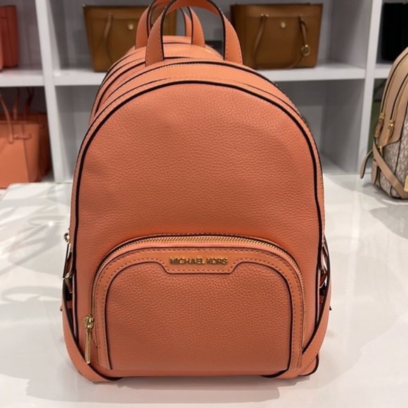 Michael Kors Jaycee Medium Zip PKT Backpack Sherbert Leather - Picture 13 of 13